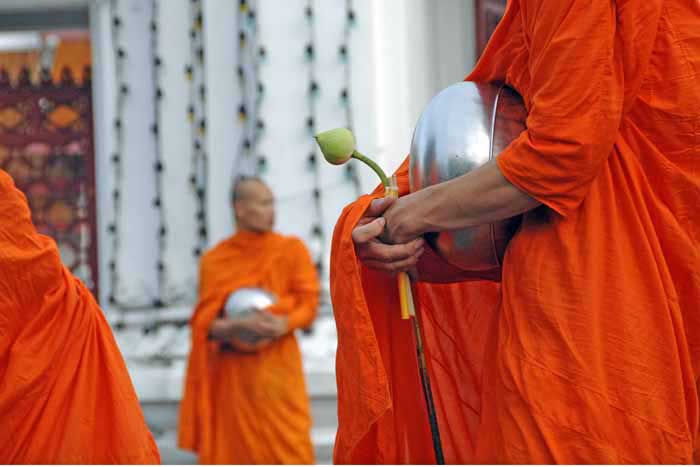 monk with lotus flower-AsiaPhotoStock